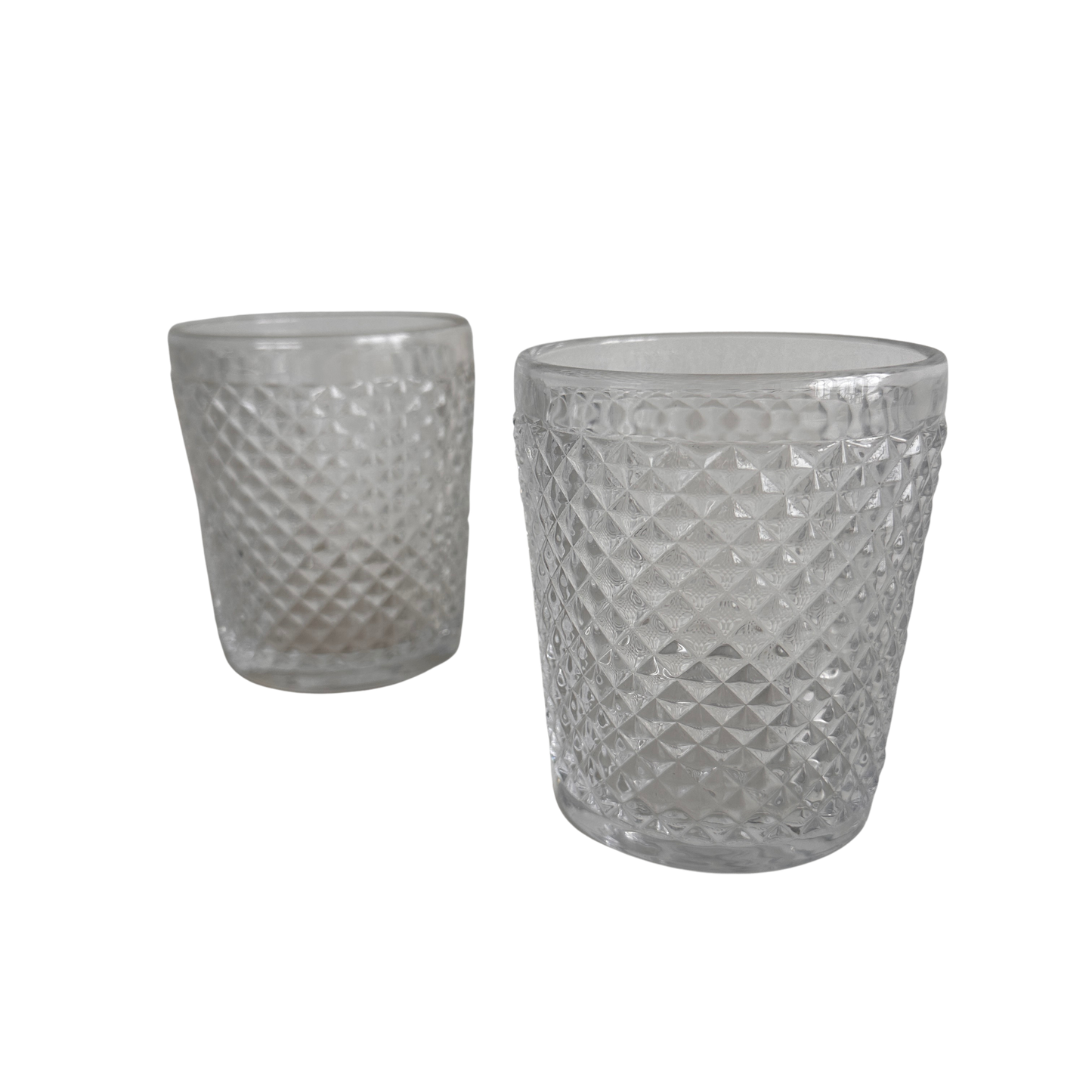 TT028 SET OF TWO DIAMOND PATTERNED ROCKS GLASSES