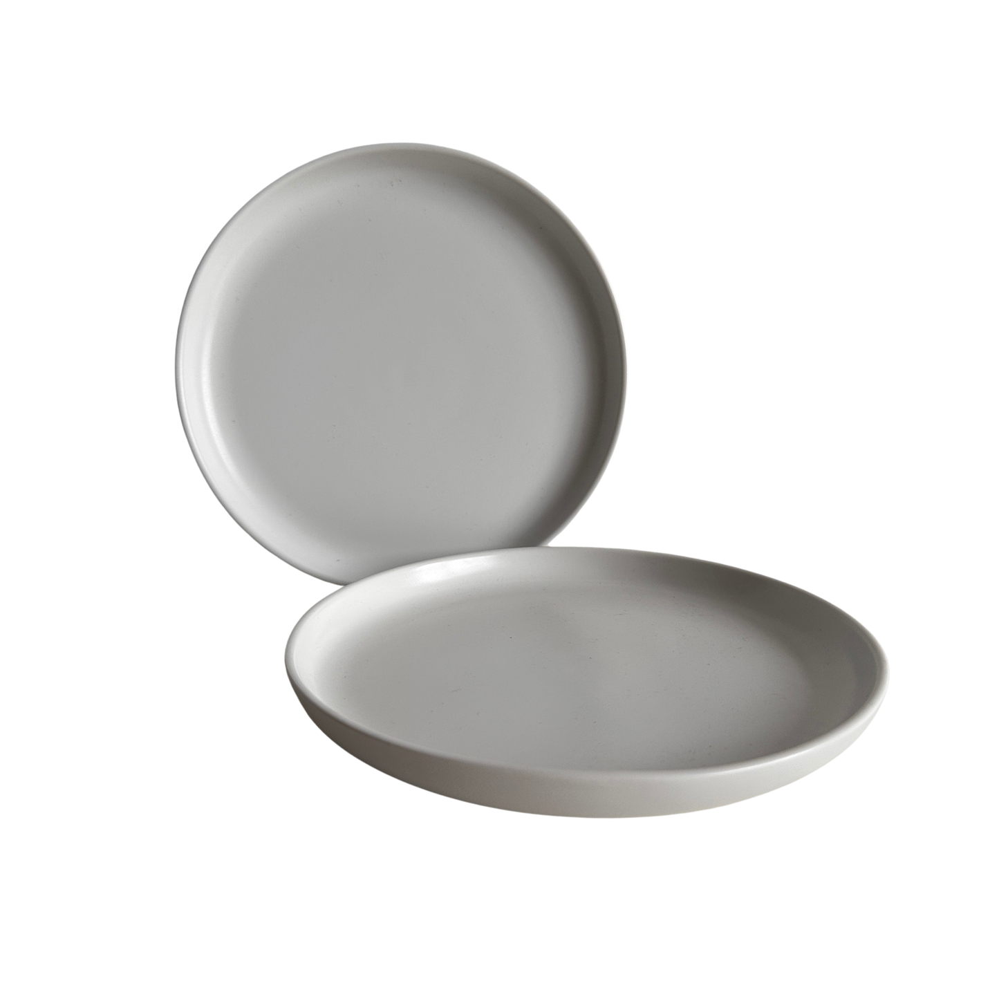 TT057 SET OF TWO SIMPLE WHITE MATTE CERAMIC PLATES