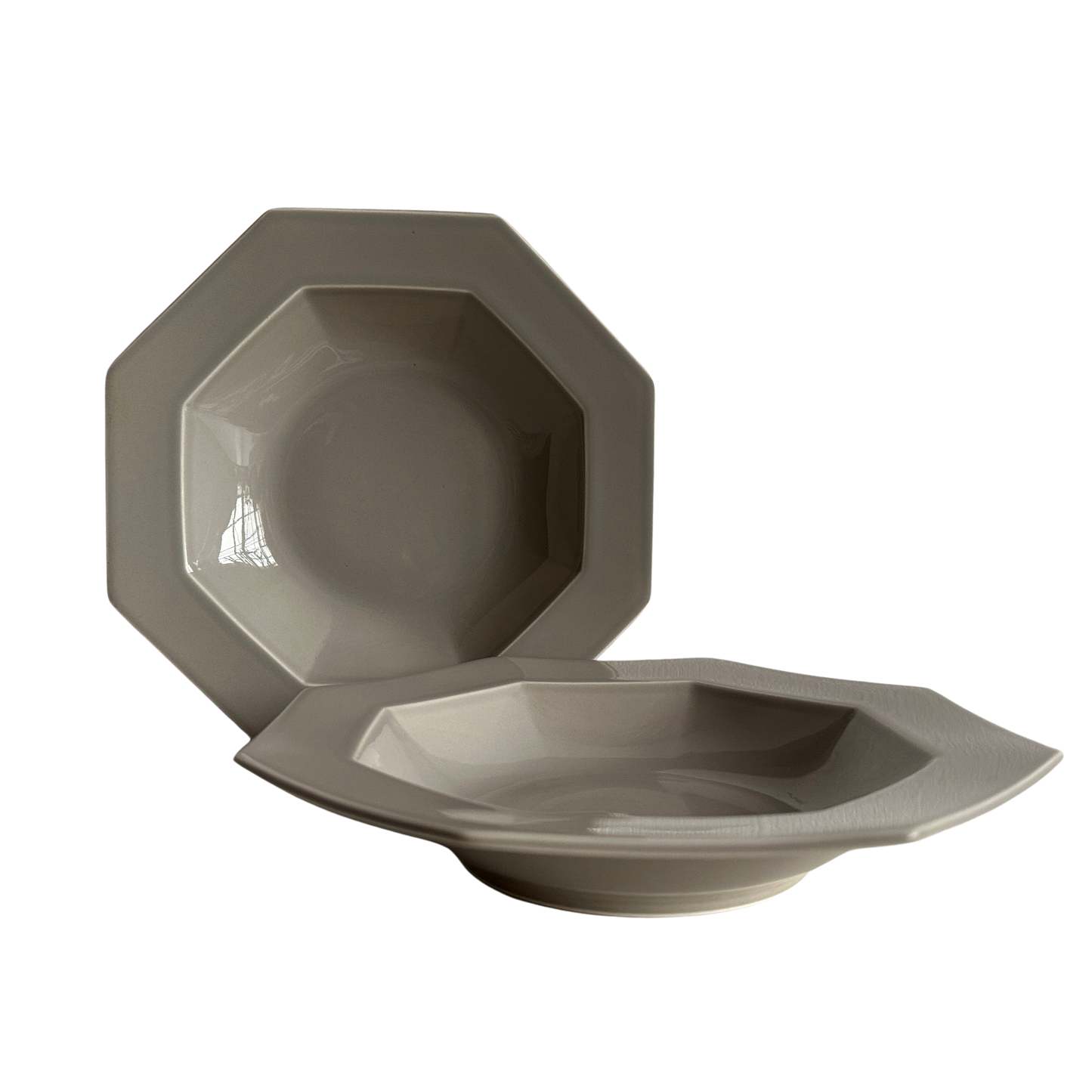 TT062 SET OF THREE GREY OCTAGONAL BOWLS