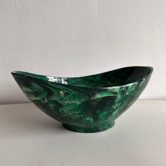 TT075 GREEN MARBLED ACRYLIC SERVING BOWL