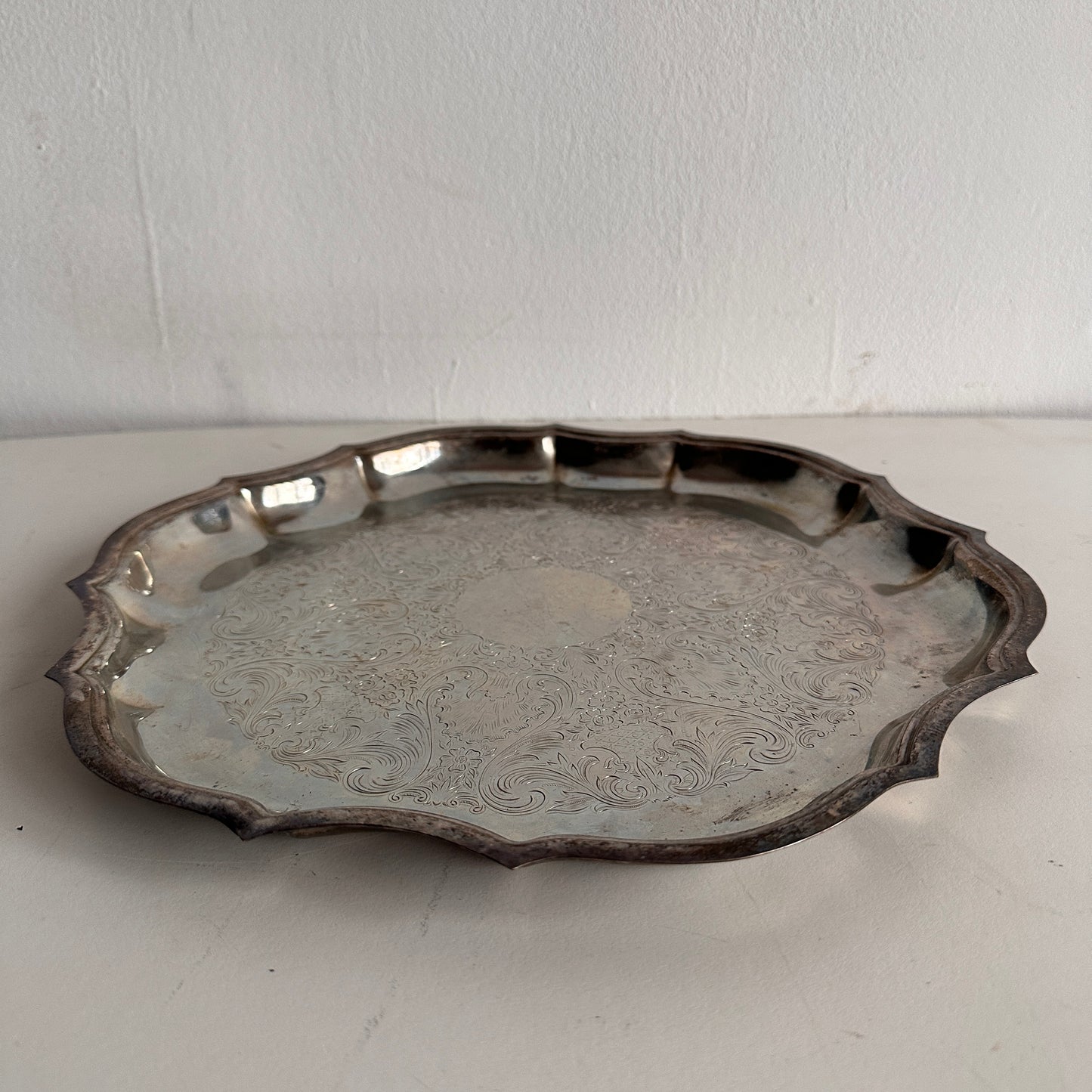 TT077 CHIPPENDALE SILVER SERVING TRAY