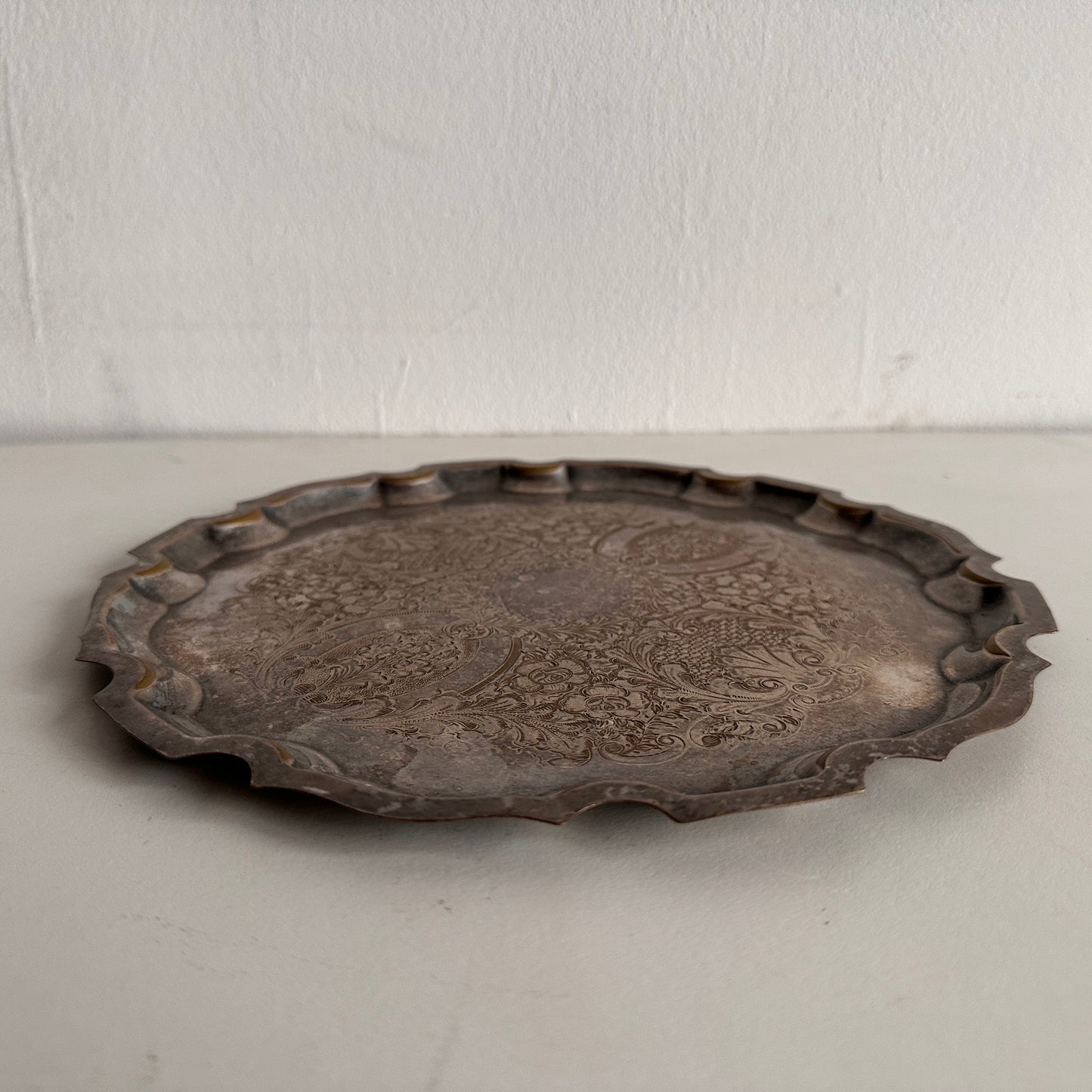 TT078 CHIPPENDALE SILVER SERVING TRAY WITH PATINA