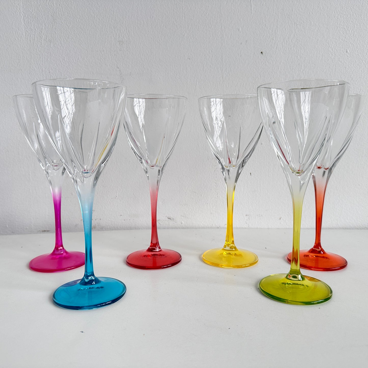 TT120 SET OF 6 RAINBOW STEMMED GLASSES