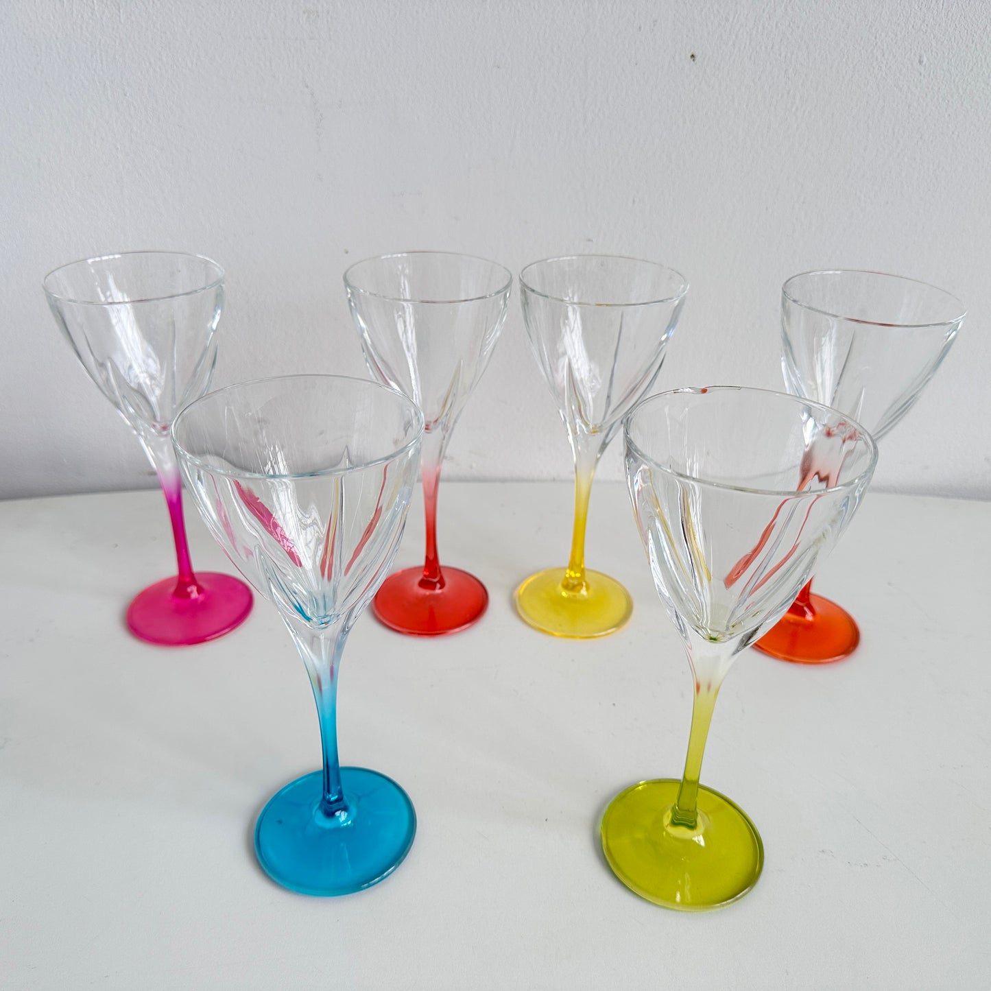TT120 SET OF 6 RAINBOW STEMMED GLASSES