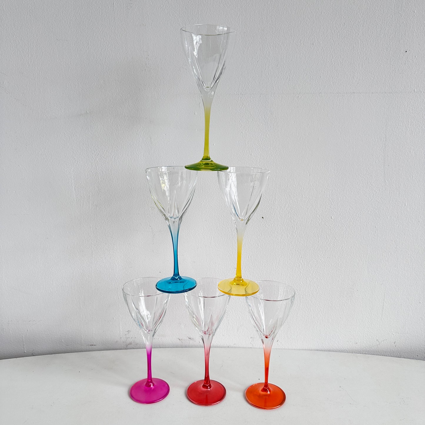 TT120 SET OF 6 RAINBOW STEMMED GLASSES