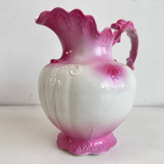 TT127 ORNATE PINK AND WHITE WATER PITCHER