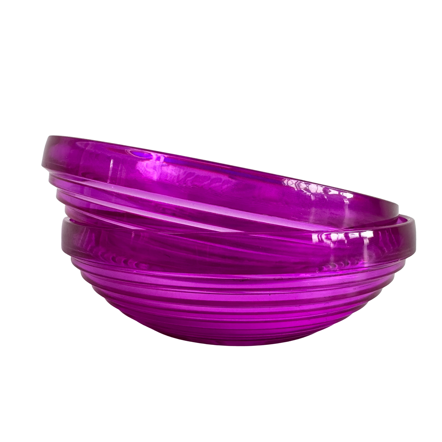 TT132 SET OF TWO PLASTIC RIDGED PURPLE BOWLS