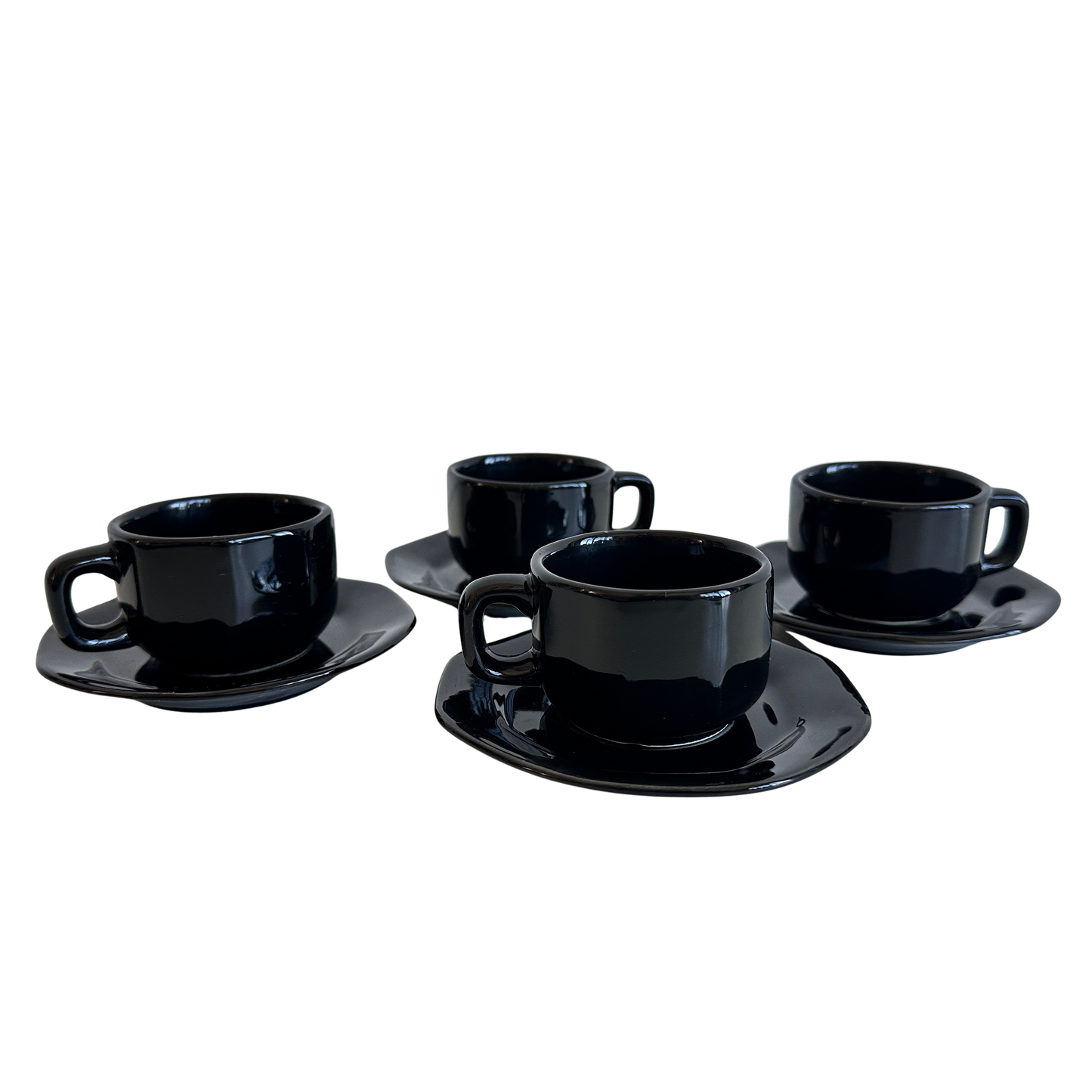 TT142 SET OF 4 BLACK OCTAGONAL ESPRESSO CUPS