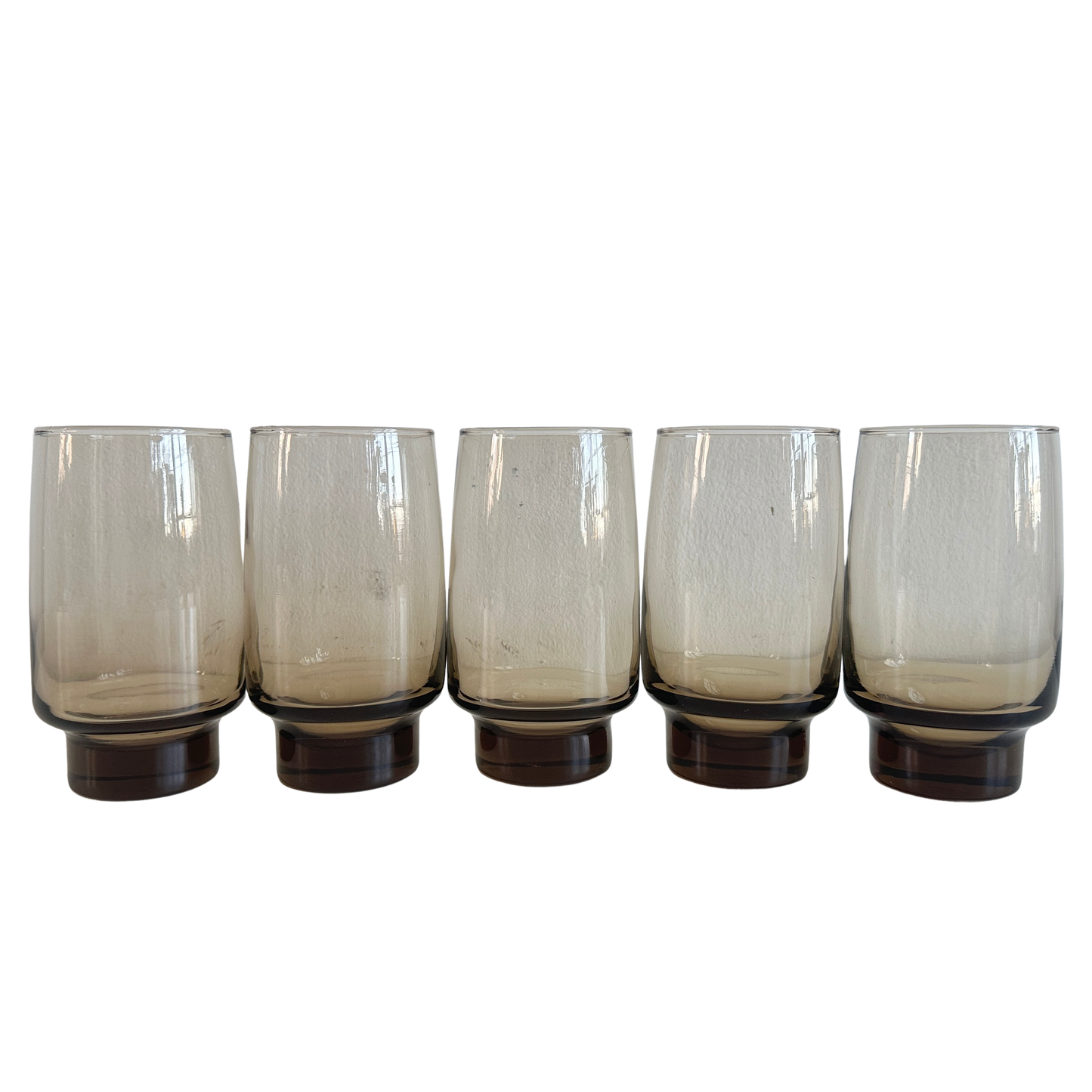 TT149 SET OF 5 SMOKED BROWN LIBBY TAWNY DRINKING GLASSES