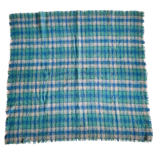 TW002 BLUE & GREEN MOHAIR THROW BLANKET