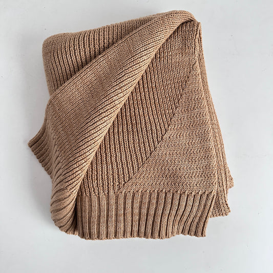 TW006 TAN SWEATER KNIT THROW BLANKET
