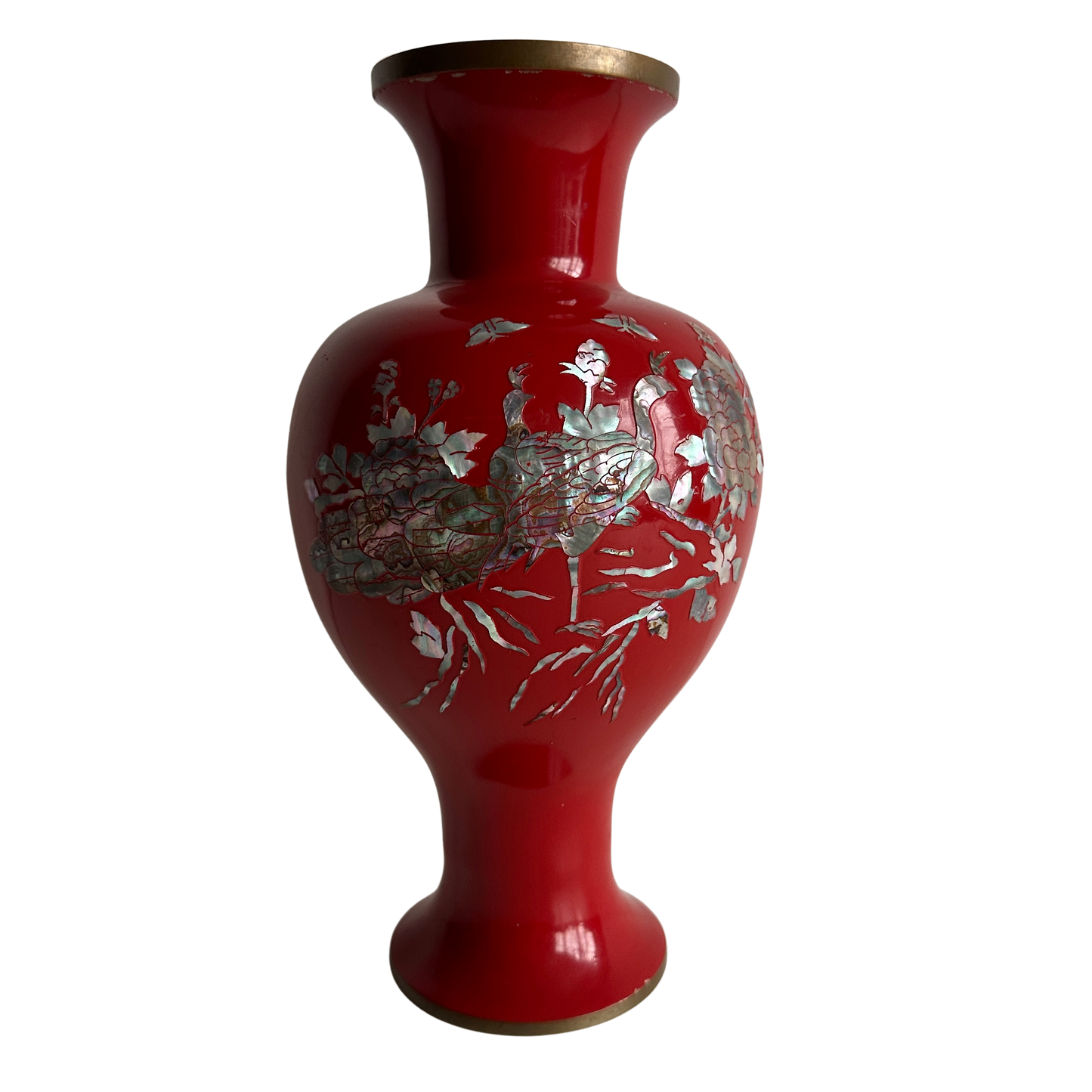 VS026 RED PEACOCK VASE