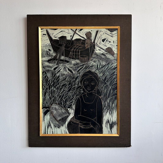 WD002 BLACK & WHITE "NETS" FRAMED WALL ART