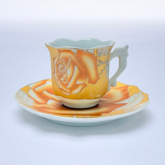 TT017 ORANGE ROSE ESPRESSO CUP WITH SAUCER