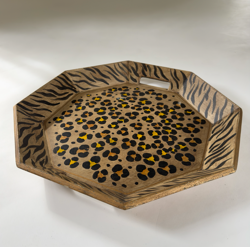 CT032 CHEETAH PRINT OCTAGON TRAY