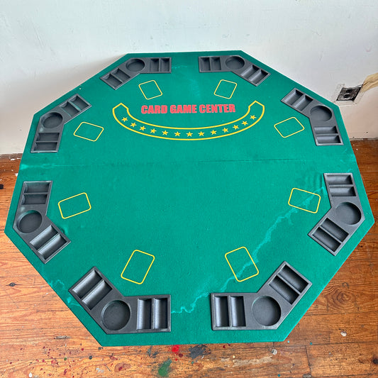 AA023 DISTRESSED FOLDING POKER TABLE WITH CARRYING CASE