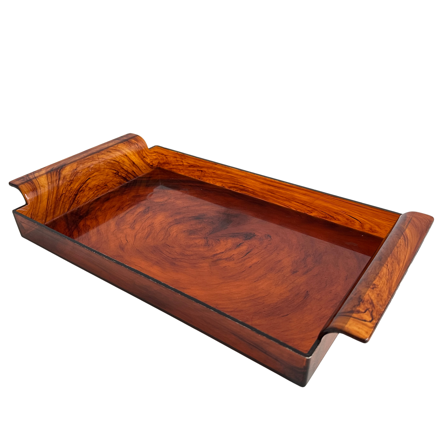 BB037 VINTAGE DISTRESSED PLASTIC AMBER SWIRL VANITY TRAY