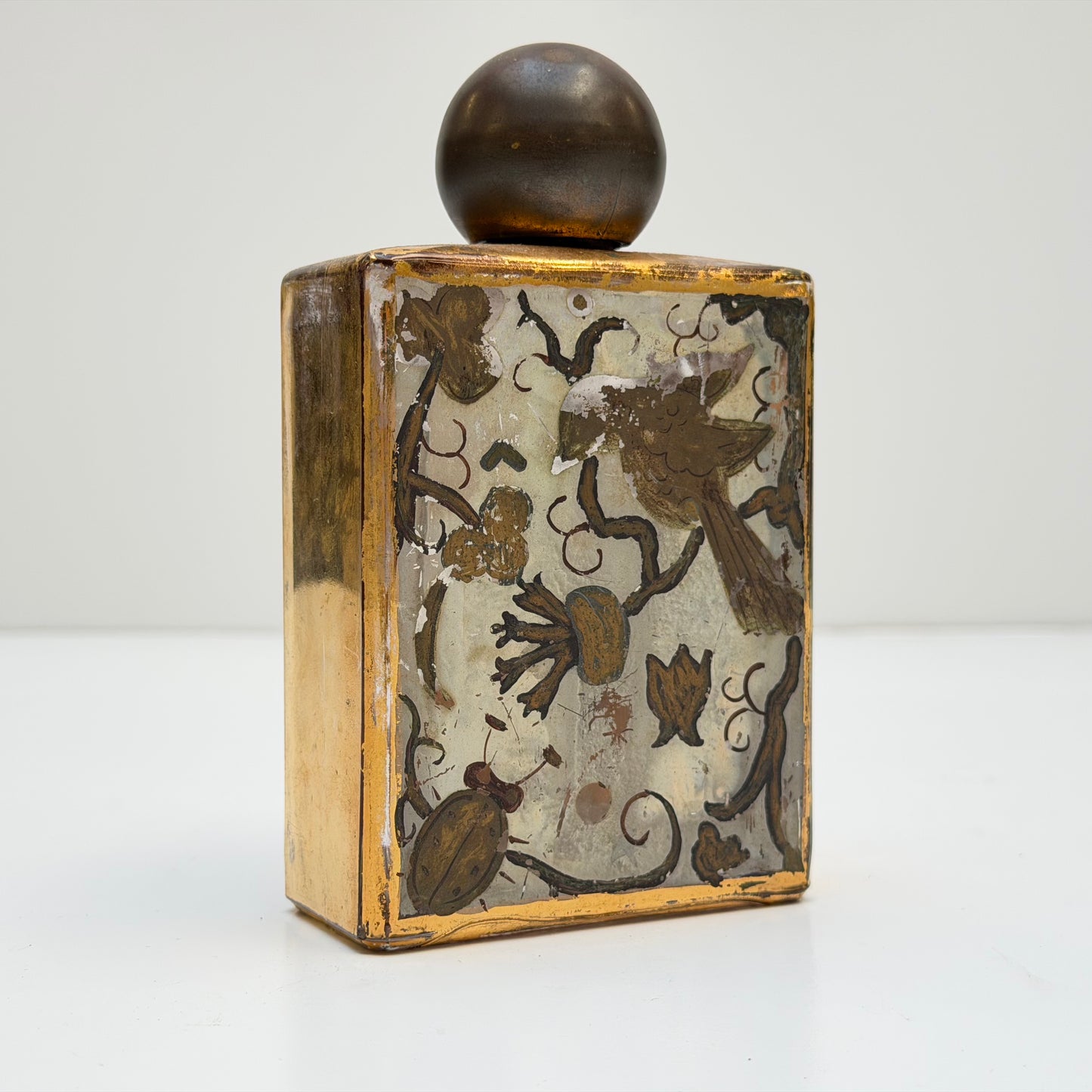 BB041 GOLD GLASS ART DECO FRENCH PERFUME BOTTLE