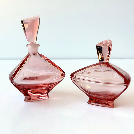 BB055 PINK GLASS VANITY SET