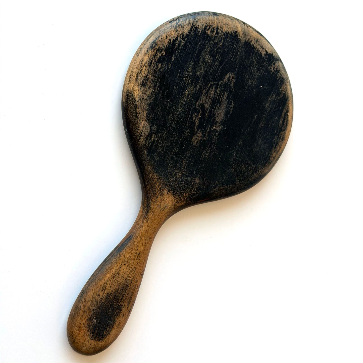 BB054 DISTRESSED WOOD HAND MIRROR
