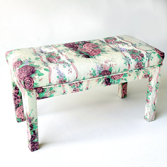 BE010 CUSTOM FLORAL UPHOLSTERED BENCH