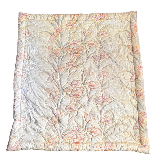 BG001 IRIS GLADIOLUS VINTAGE QUILTED COMFORTER WITH PILLOW CASES