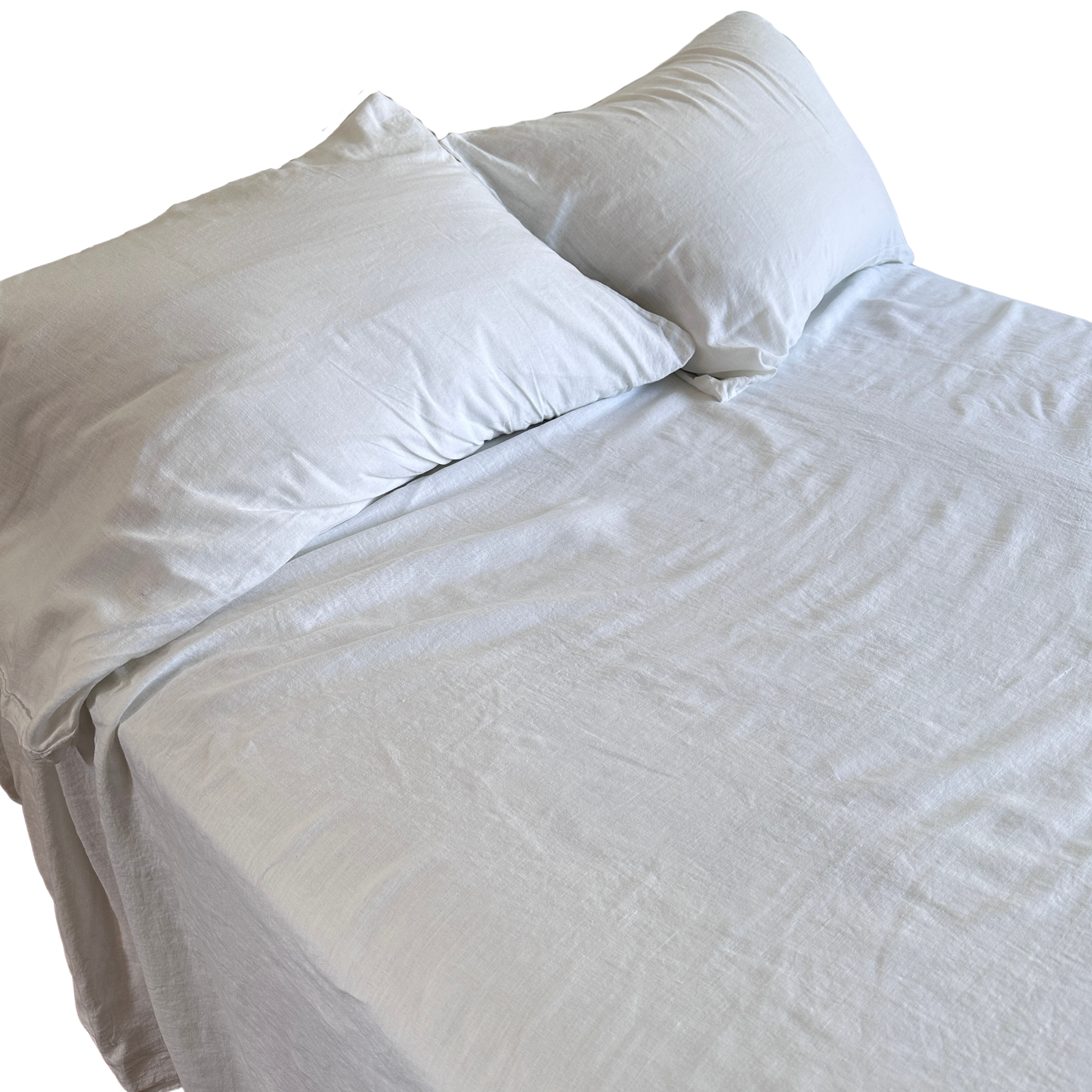 BG007 WHITE LINEN SHEET SET (FULL/QUEEN)