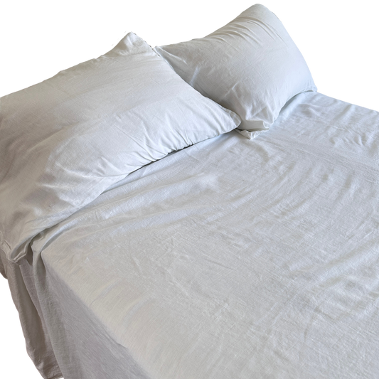 BG007 WHITE LINEN SHEET SET (FULL/QUEEN)