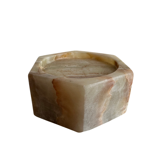 CA004 LOW MARBLE PILAR CANDLE HOLDER