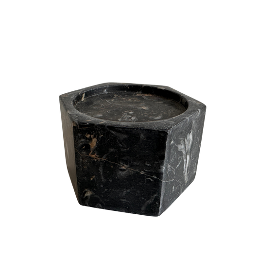 CA005 MEDIUM BLACK MARBLE CANDLE HOLDER