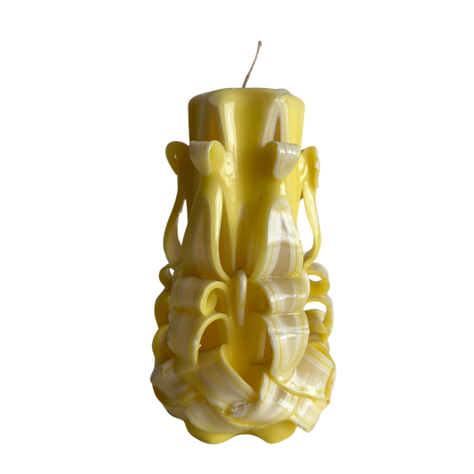 CA007 BERDEGUE YELLOW CARVED CANDLE