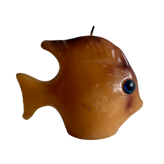 CA016 AMBER FISH CANDLE WITH BLUE EYES