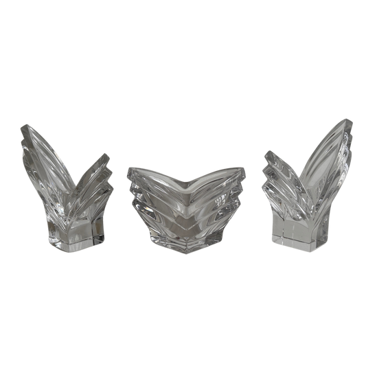 CA020 SET OF THREE JAPANESE CRYSTAL CANDLE HOLDERS