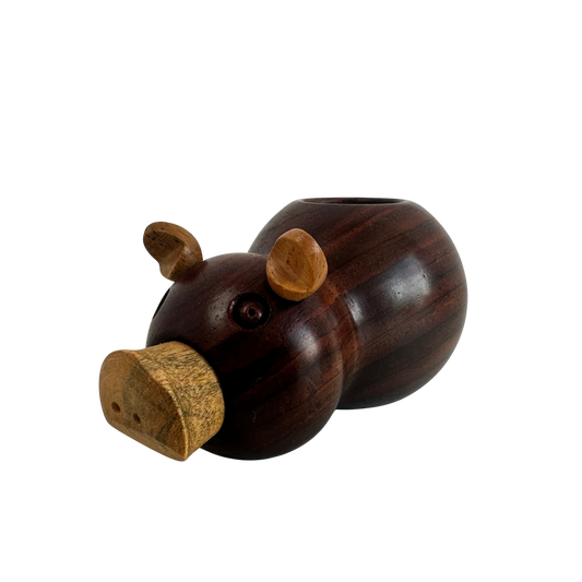 CA032 WOOD PIGGY TAPER CANDLE HOLDER