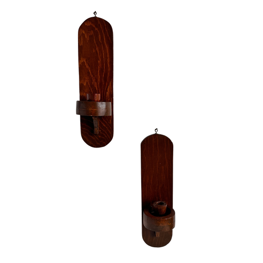 CA035 PAIR OF CARVED WOOD CANDLE SCONCES