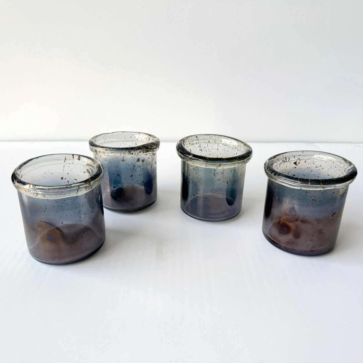 CA047 SET OF 4 THICK BUBBLE GLASS VOTIVE CANDLE HOLDERS