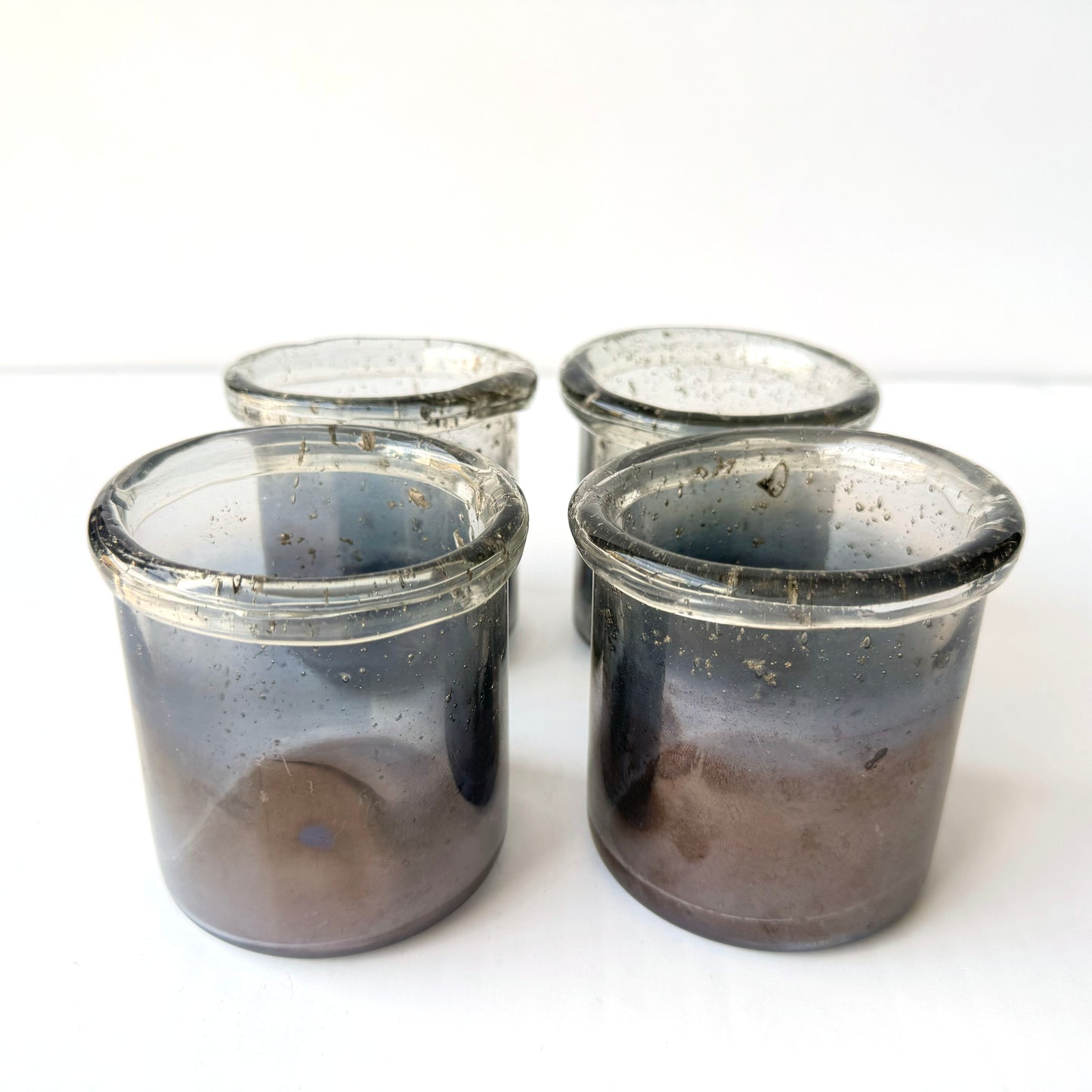 CA047 SET OF 4 THICK BUBBLE GLASS VOTIVE CANDLE HOLDERS