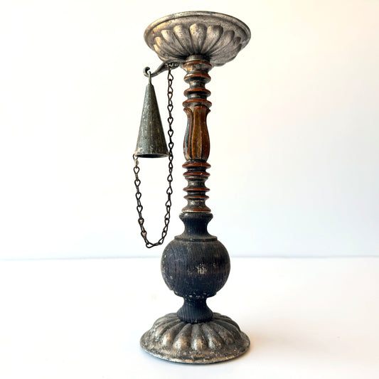 CA048 WOOD AND METAL CANDLE HOLDER WITH SNUFFER