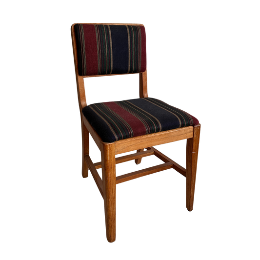 CH019 STRIPED FABRIC AND WOOD SIDE CHAIR