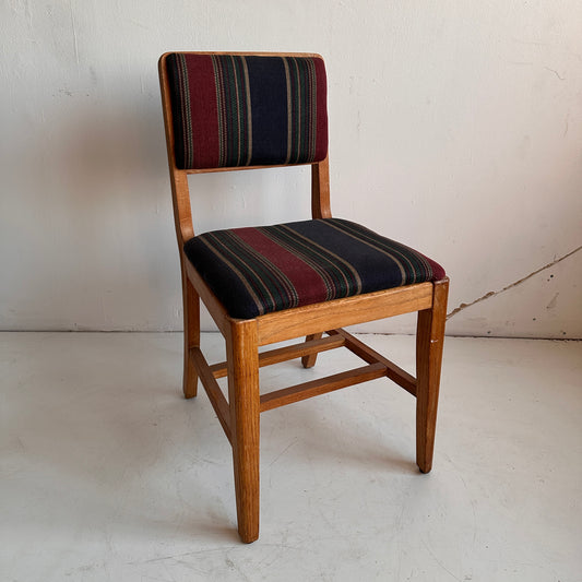 CH019 STRIPED FABRIC AND WOOD SIDE CHAIR