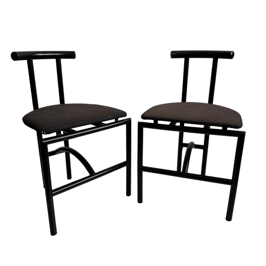 CH026 BLACK TOKYO CHAIRS WITH BLACK LINEN SEATS