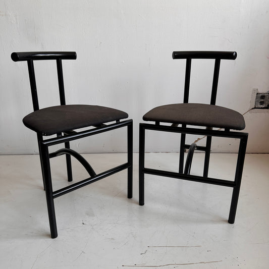 CH026 BLACK TOKYO CHAIRS WITH BLACK LINEN SEATS