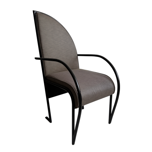 CH038 BLACK & WHITE STRIPED IRON SCULPTURAL ARMCHAIR