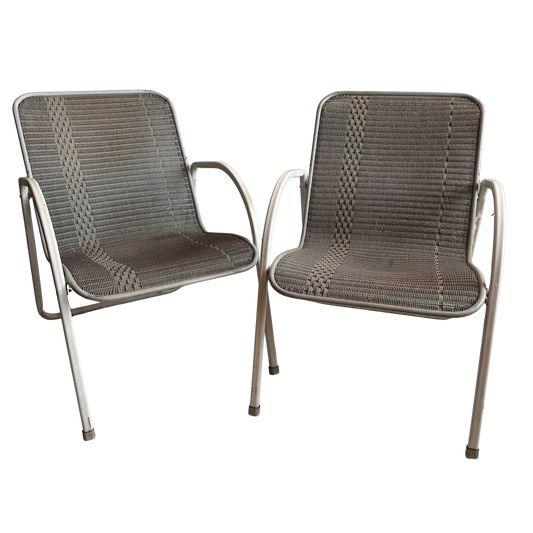 CH039 WICKER LLOYD WHITE FRAMED DECK CHAIRS