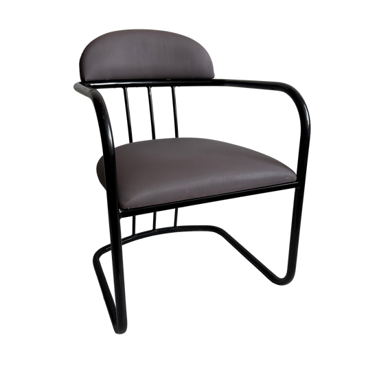 CH045 GREY & BLACK TUBULAR ARMCHAIR