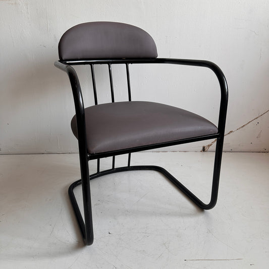 CH045 GREY & BLACK TUBULAR ARMCHAIR