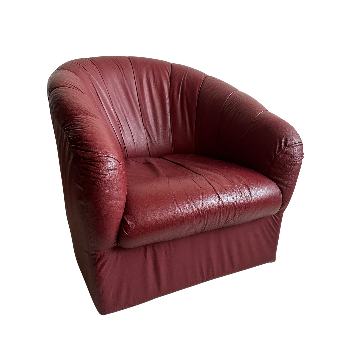 CH047 BURGUNDY LEATHER SWIVEL LOUNGE CHAIR