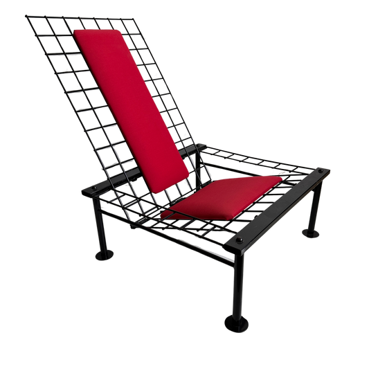 CH049 POSTMODERN GRID CHAIR WITH RED UPHOLSTERY