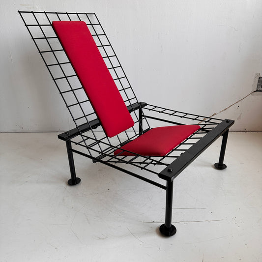 CH049 POSTMODERN GRID CHAIR WITH RED UPHOLSTERY
