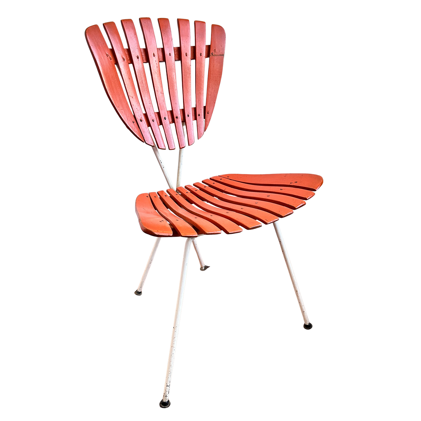 CH067 VINTAGE WHITE AND ORANGE UMANOFF CHAIR
